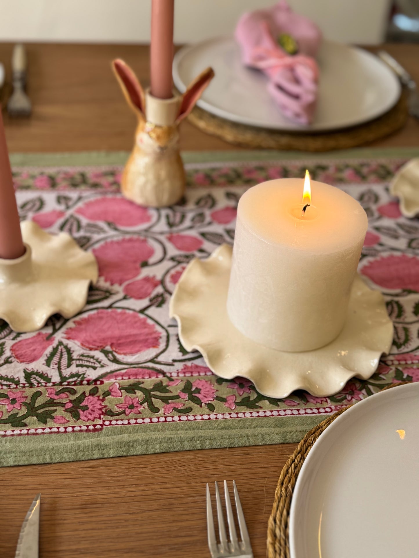 Scalloped Pillar Candle Stands