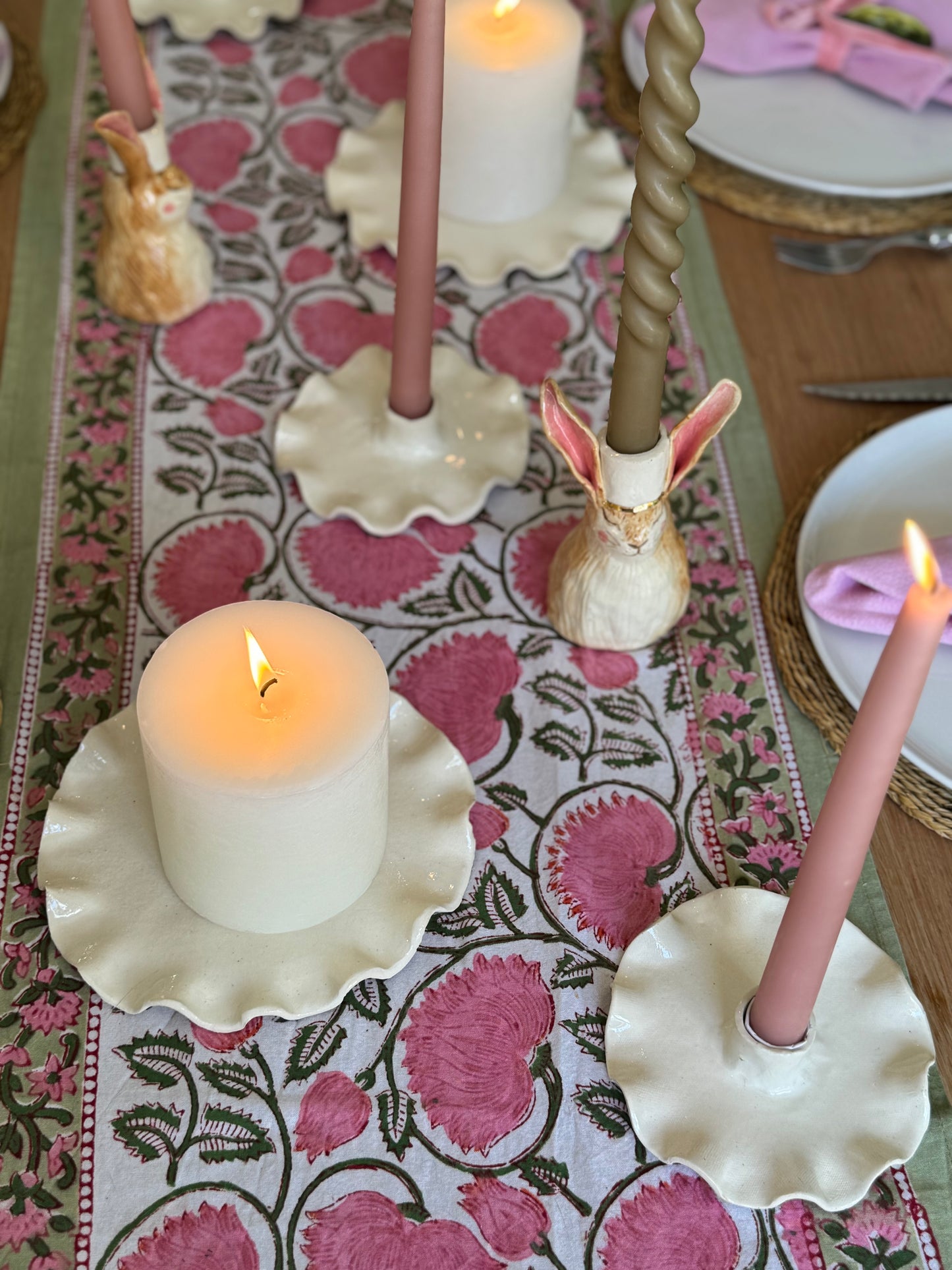 Scalloped Pillar Candle Stands